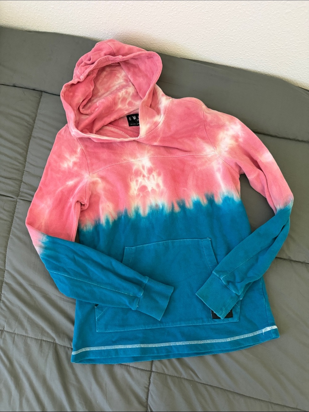 Empyre Pink and Teal Tie-Dye Pullover Hoodie